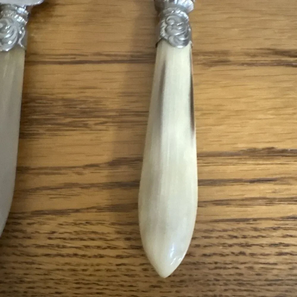 Vintage SCOF Pompadour 2-Piece Cake Serving Set Cream Resin Silver Plate France